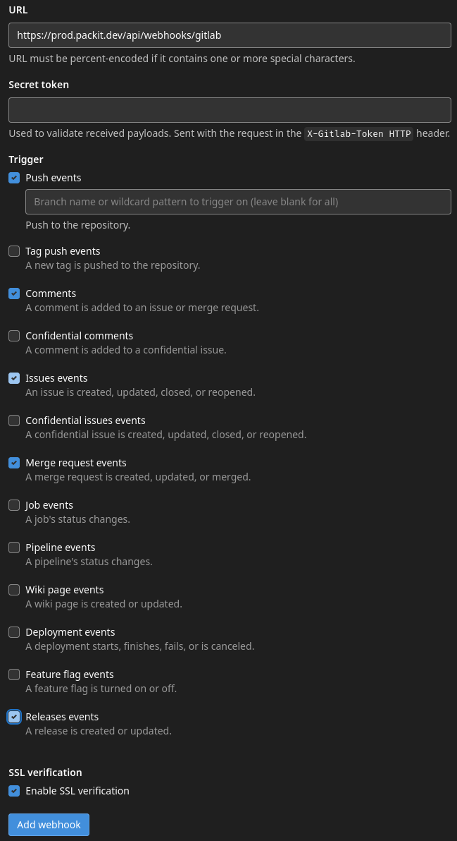 Setting up webhook